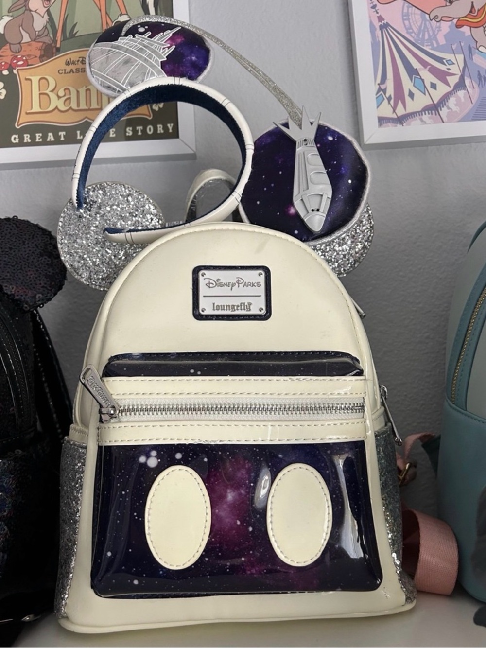 Loungefly Cream & Purple Galaxy Mickey Ear Mini Backpack